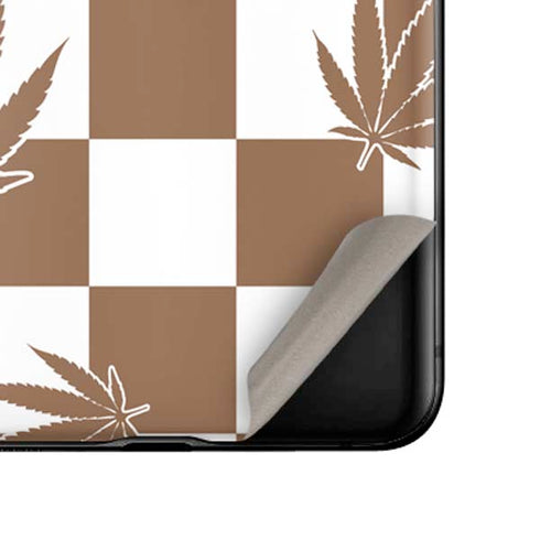 Marijuana Brown Checkered Galaxy Z Flip Skin