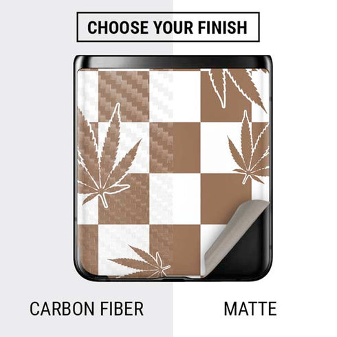 Marijuana Brown Checkered Galaxy Z Flip Skin