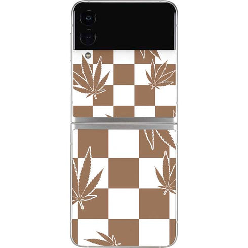 Marijuana Brown Checkered Galaxy Z Flip4 5G Skin