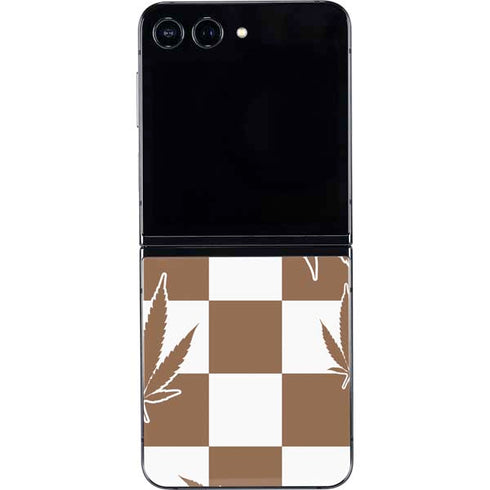 Marijuana Brown Checkered Galaxy Z Flip5 5G Skin