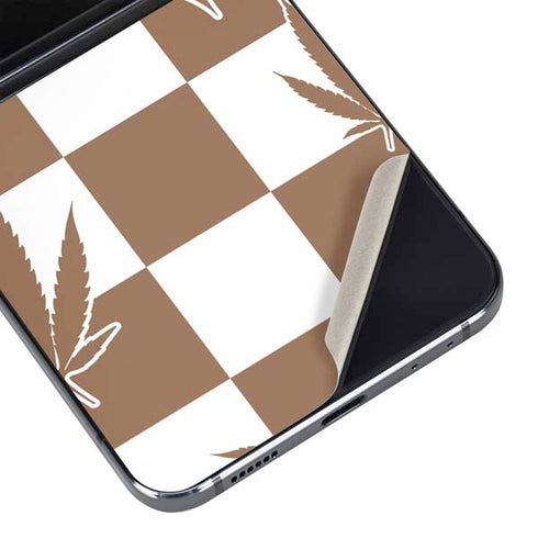 Marijuana Brown Checkered Galaxy Z Flip5 5G Skin