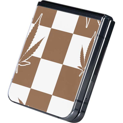 Marijuana Brown Checkered Galaxy Z Flip5 5G Skin