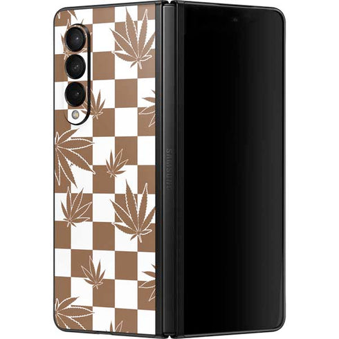 Marijuana Brown Checkered Galaxy Z Fold3 5G Skin