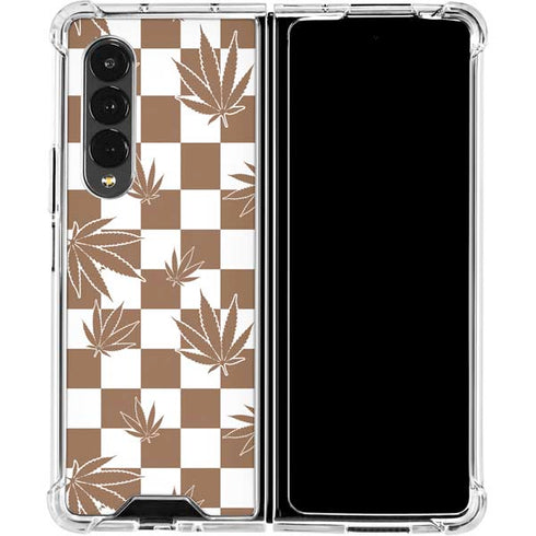 Marijuana Brown Checkered Galaxy Z Fold4 5G Clear Case