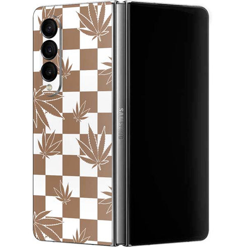 Marijuana Brown Checkered Galaxy Z Fold4 5G Skin