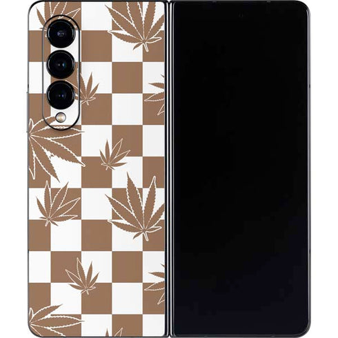Marijuana Brown Checkered Galaxy Z Fold4 5G Skin