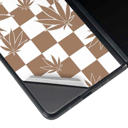 Marijuana Brown Checkered Galaxy Z Fold4 5G Skin