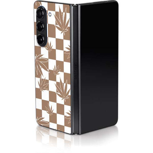 Marijuana Brown Checkered Galaxy Z Fold5 5G Skin