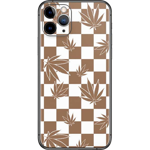 Marijuana Brown Checkered iPhone 11 Pro Skin