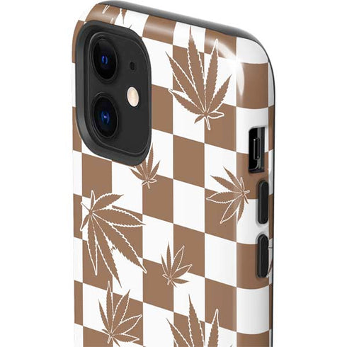 Marijuana Brown Checkered iPhone 12 Impact Case