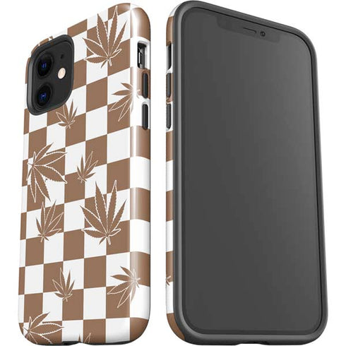Marijuana Brown Checkered iPhone 12 Impact Case