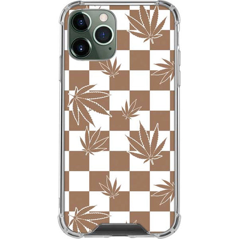 Marijuana Brown Checkered iPhone 12 Pro Clear Case