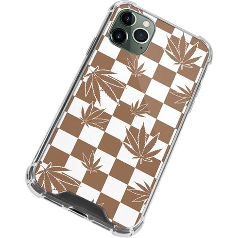 Marijuana Brown Checkered iPhone 12 Pro Clear Case