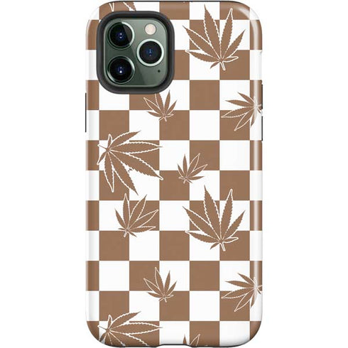 Marijuana Brown Checkered iPhone 12 Pro Impact Case