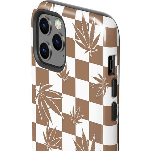 Marijuana Brown Checkered iPhone 12 Pro Impact Case