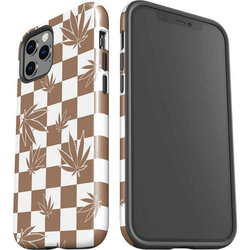 Marijuana Brown Checkered iPhone 12 Pro Impact Case