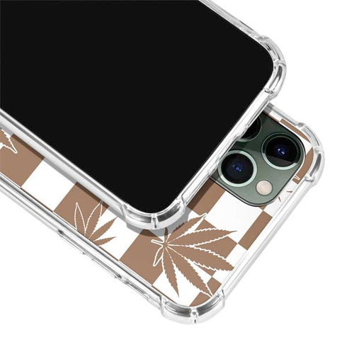 Marijuana Brown Checkered iPhone 12 Pro Max Clear Case