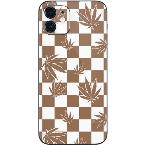 Marijuana Brown Checkered iPhone 12 Skin