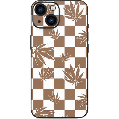 Marijuana Brown Checkered iPhone 13 Mini Skin