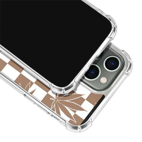 Marijuana Brown Checkered iPhone 13 Pro Clear Case
