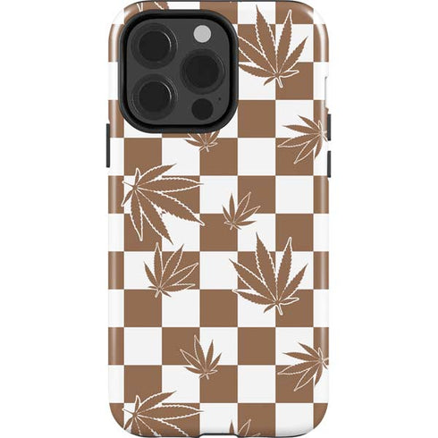 Marijuana Brown Checkered iPhone 13 Pro Impact Case