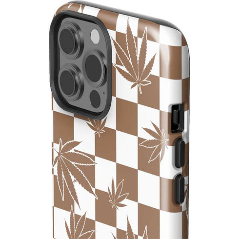 Marijuana Brown Checkered iPhone 13 Pro Max Impact Case
