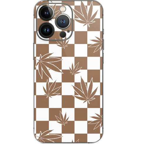 Marijuana Brown Checkered iPhone 13 Pro Skin
