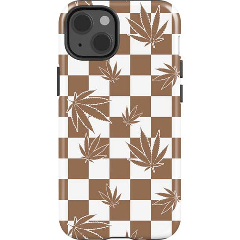 Marijuana Brown Checkered iPhone 15 Impact Case