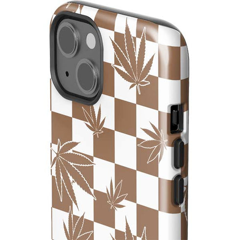 Marijuana Brown Checkered iPhone 15 Impact Case