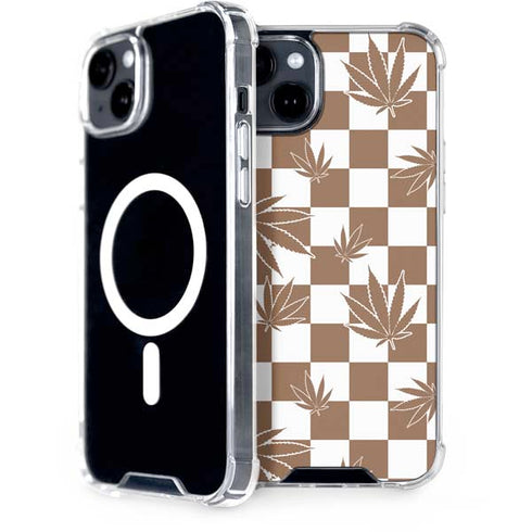 Marijuana Brown Checkered iPhone 15 Plus MagSafe Case