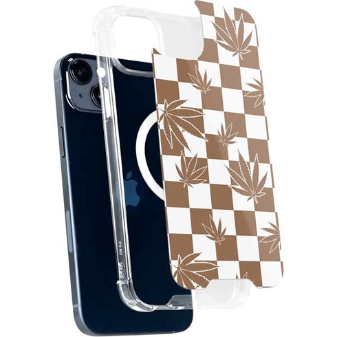 Marijuana Brown Checkered iPhone 14 Plus MagSafe Case