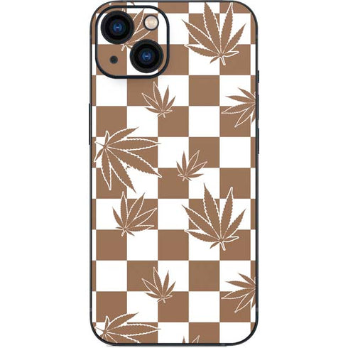 Marijuana Brown Checkered iPhone 14 Plus Skin