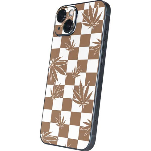 Marijuana Brown Checkered iPhone 15 Plus Skin