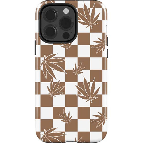 Marijuana Brown Checkered iPhone 15 Pro Impact Case