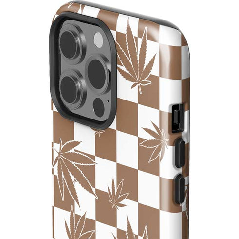 Marijuana Brown Checkered iPhone 14 Pro Impact Case