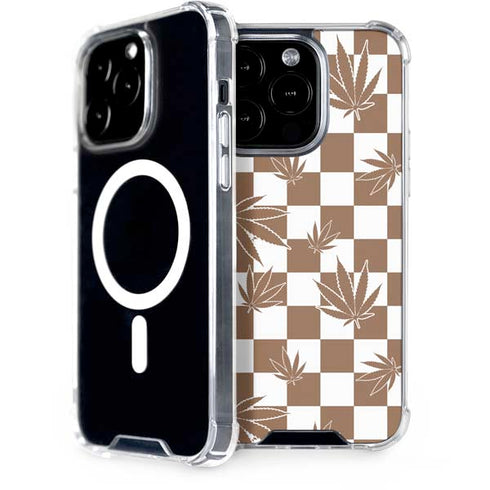 Marijuana Brown Checkered iPhone 14 Pro MagSafe Case