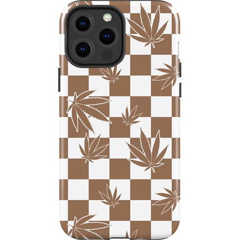 Marijuana Brown Checkered iPhone 15 Pro Max Impact Case