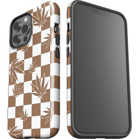 Marijuana Brown Checkered iPhone 14 Pro Max Impact Case
