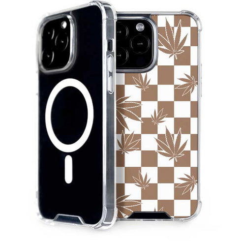 Marijuana Brown Checkered iPhone 15 Pro Max MagSafe Case