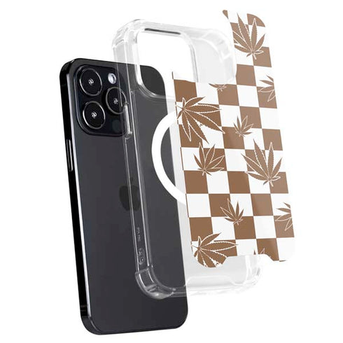 Marijuana Brown Checkered iPhone 15 Pro Max MagSafe Case