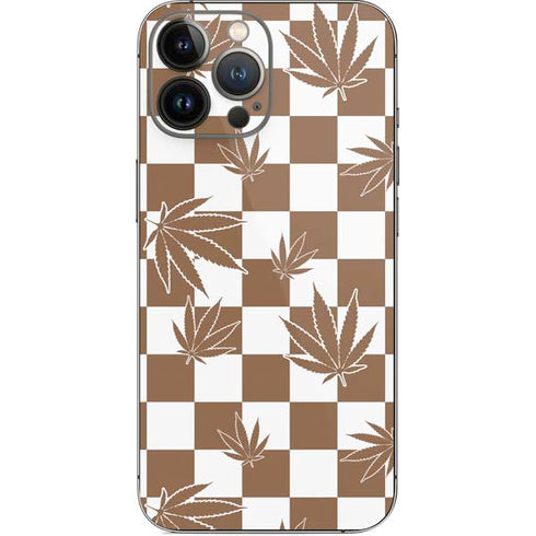Marijuana Brown Checkered iPhone 14 Pro Max Skin
