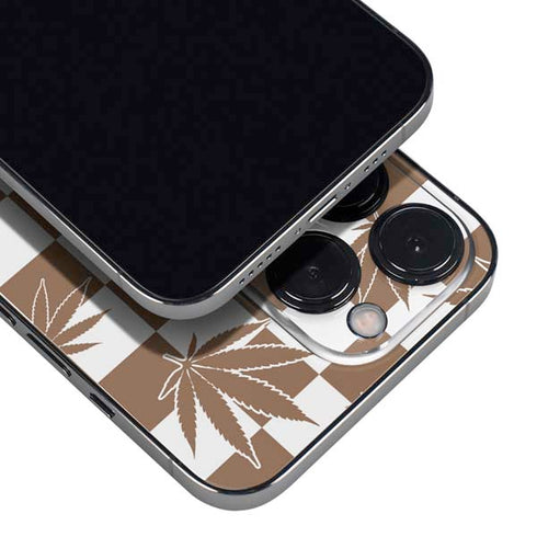 Marijuana Brown Checkered iPhone 14 Pro Max Skin