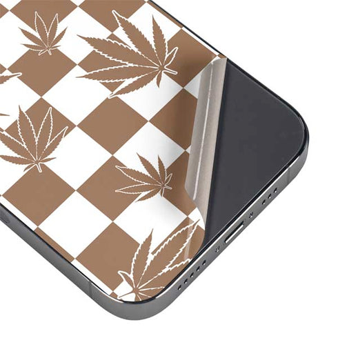 Marijuana Brown Checkered iPhone 14 Pro Skin