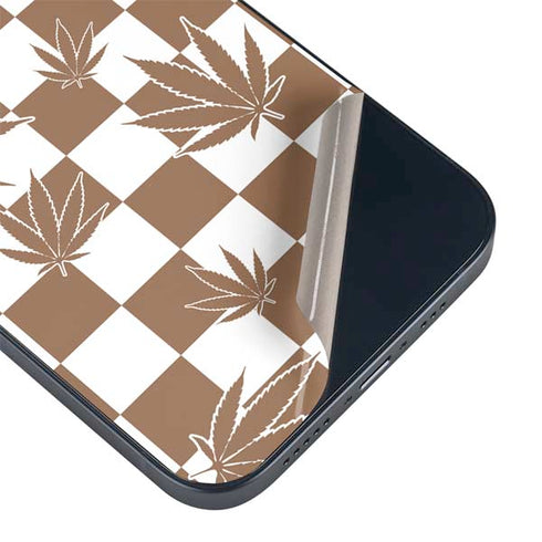 Marijuana Brown Checkered iPhone 14 Skin
