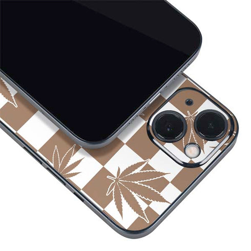 Marijuana Brown Checkered iPhone 14 Skin