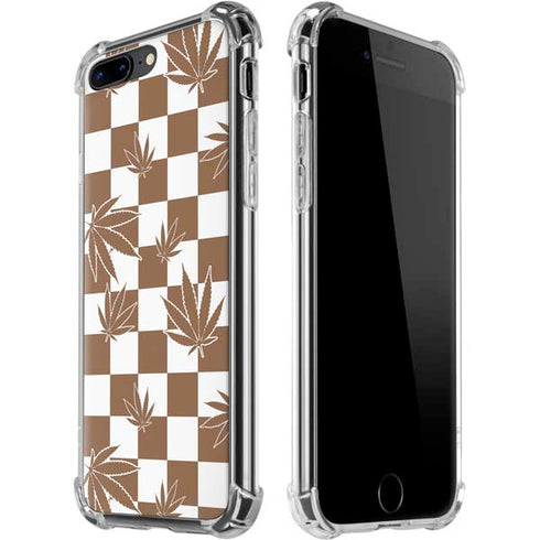 Marijuana Brown Checkered iPhone 7/8 Plus Clear Case