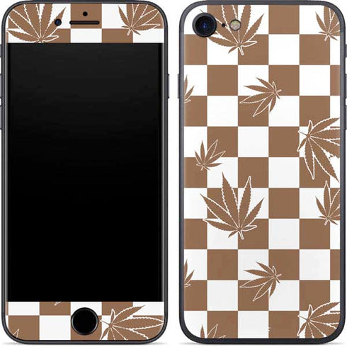 Marijuana Brown Checkered iPhone 7 Skin