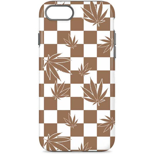Marijuana Brown Checkered iPhone 8 Pro Case