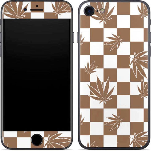 Marijuana Brown Checkered iPhone 8 Skin