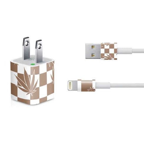 Marijuana Brown Checkered iPhone Charger (5W USB) Skin